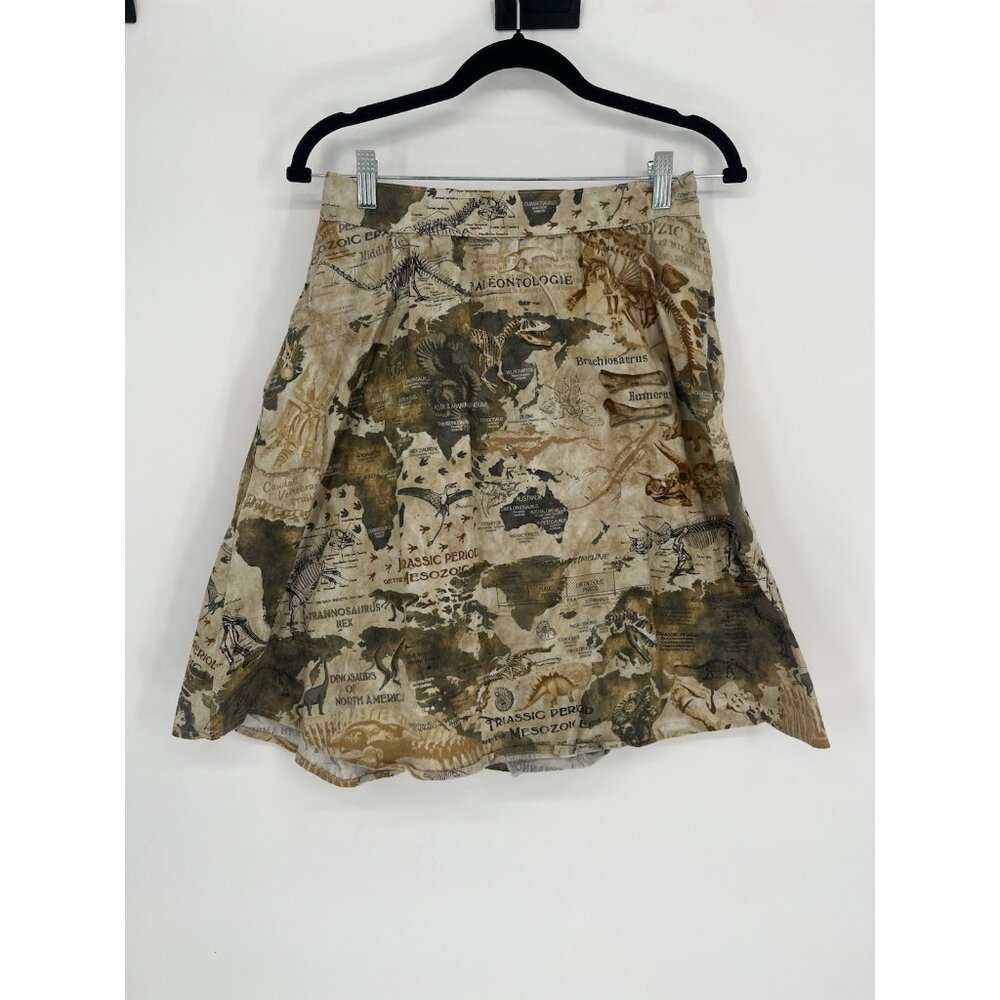 Retrolicious Skater Skirt in Brown dinosaur fossil Print No size see measurement